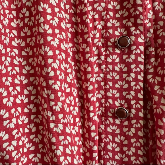 Maeve flowy boho red button down crop blouse with a tie detail at front- 10 - Picture 2 of 6